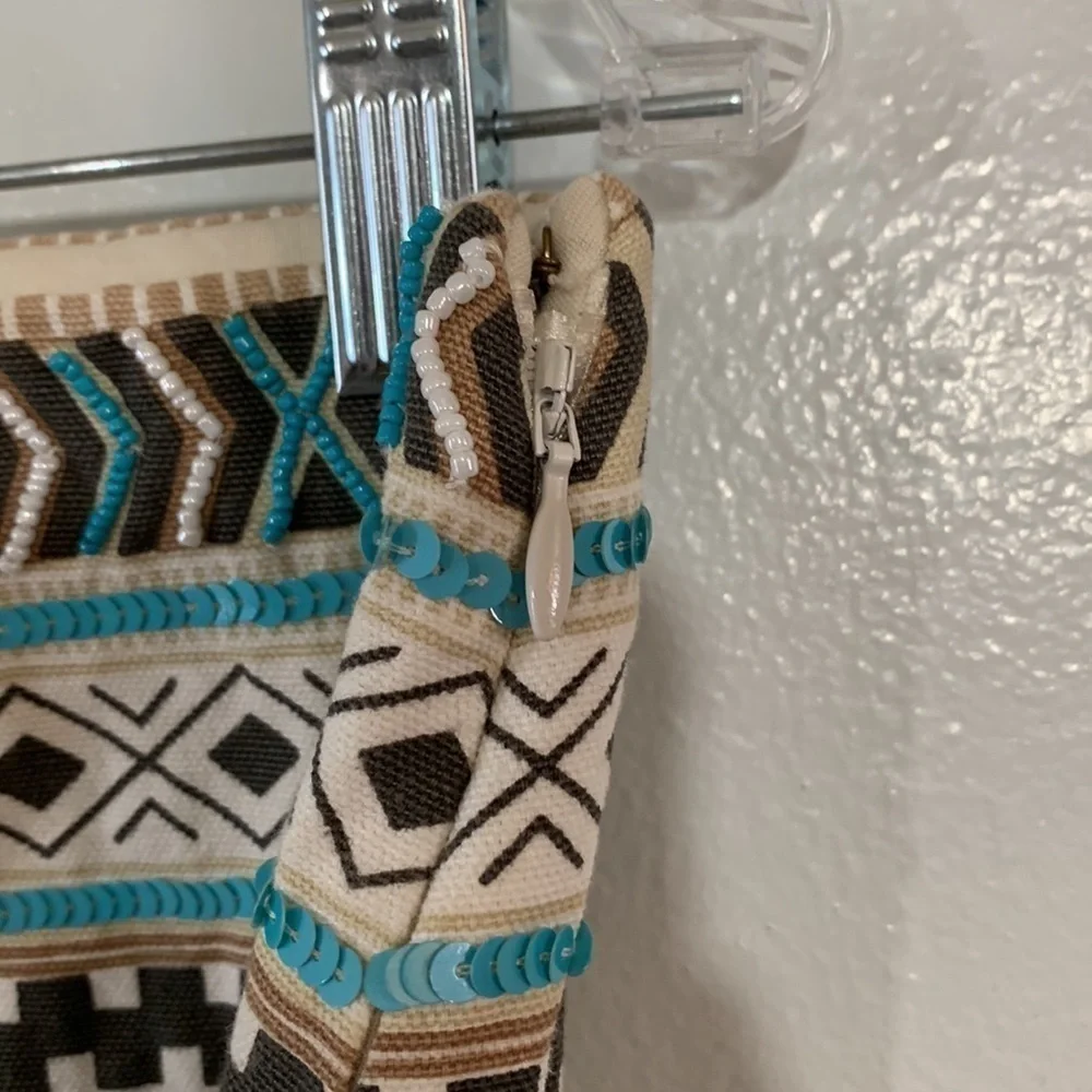 Unbranded Striped Beaded Sequin Embellished Southwestern Mini Skirt Size M
